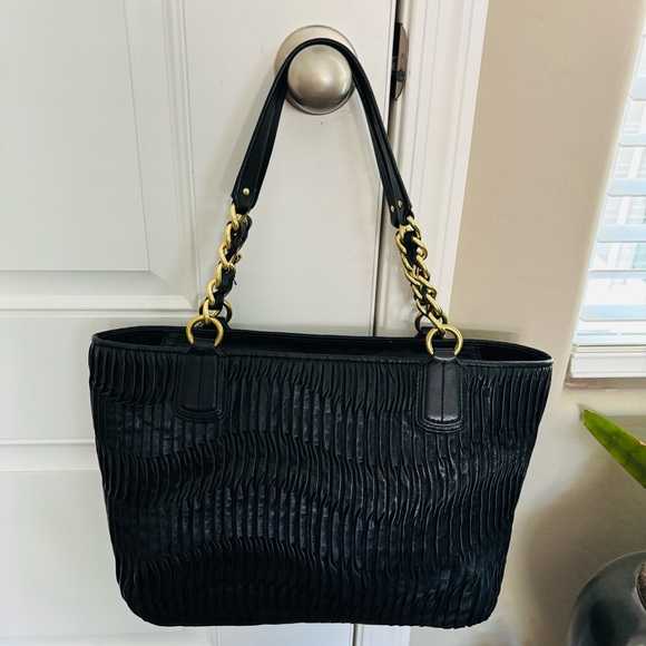 Coach Madison 20522 Pleated Black Leather Tote Bag - Picture 6 of 16